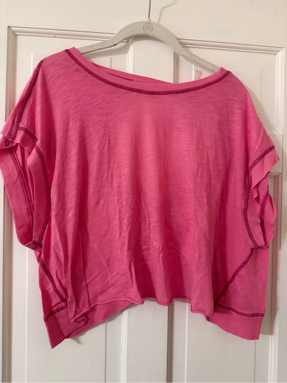 FP Movement by Free People Bright Pink Boxy Scoop-Neck Tee